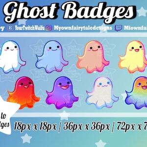 Ghost Sub Badges - Ghostie - Subscription Badges - Badge - Twitch - Discord - YouTube - Halloween - Chibi - Cute