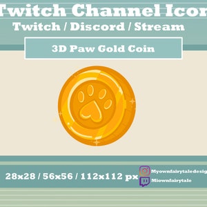 Twitch Channel Point - 3D Heart Gold Paw Coin