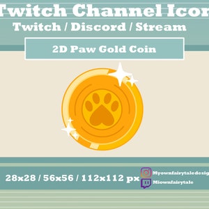 Twitch Channel Point - 2D Gold Heart Paw Coin