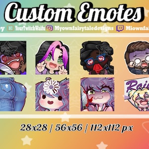 Custom Emote Commissions - Chibi - Cute - Kawaii - Twitch - Discord - YouTube