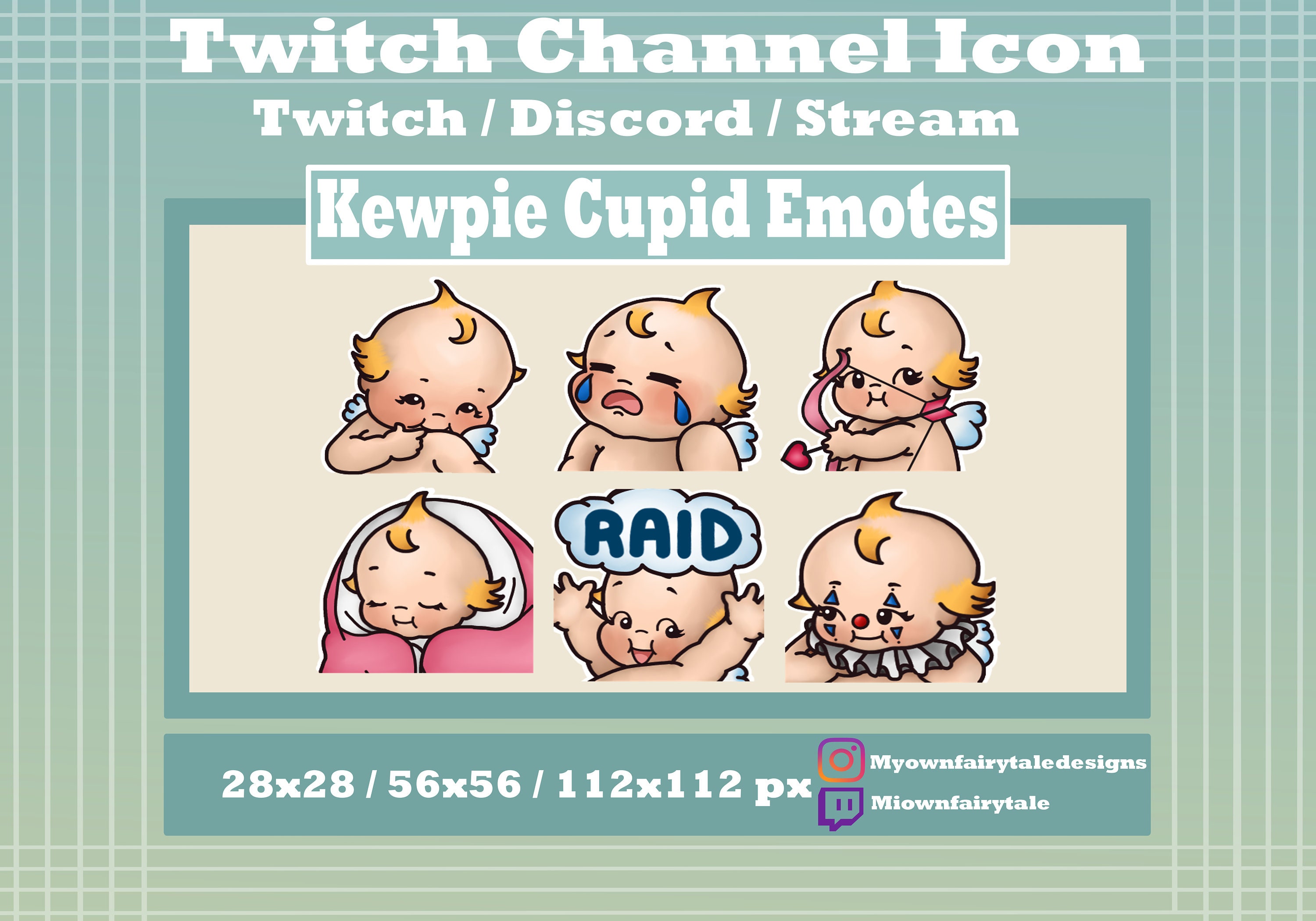 Kewpie Cupid Twitch Emotes 6 Pack Valentine s Day Chibi Cute Tattoo Inspired