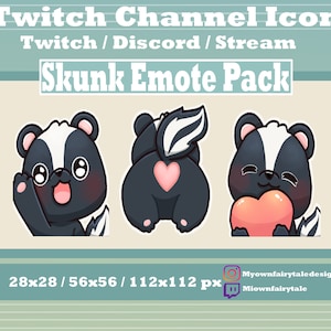 Skunk Twitch Emote Pack - 3 Pack - Chibi / Cute