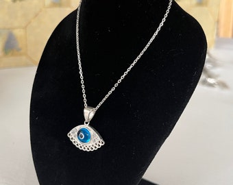 Evil Eye, Silver 925 Necklace,Charm necklace,Bridesmaid Gift,Dainty necklace,Minimalist necklace,Mother's Day her,GIFT  her for any occasion
