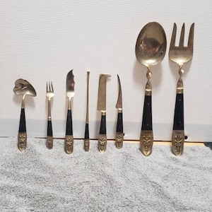 Vintage Siam Brass Serving Utensils, Asian Decor, Home Decor, Home Accents, Collectables, Shabby Chic, Collectibles, Boho Style, Flatware.