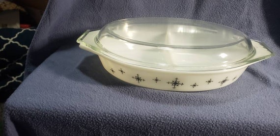 Pyrex Black Star Atomic Compass Divided Casserole Dish With 