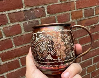 Handcrafted Copper Mug with Brass Handle | 7th Anniversary Gift | Pure Copper Cup | Rustic Drinkware | Gift for Him Her