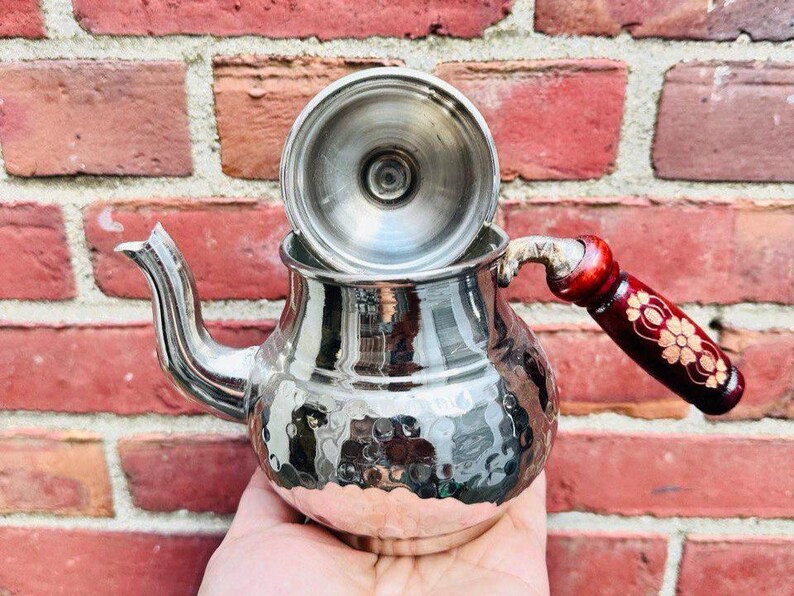 Sliver R Traditional Handmade Hammered Copper Teapot, Authentic Turkish Tea ...