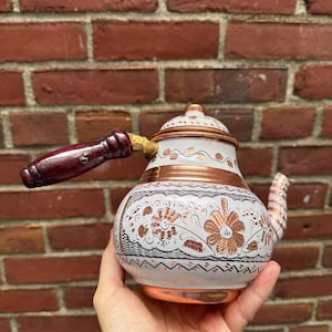 Ensemble de théières turques en cuivre pour table de cuisson, bouilloire décorative vintage florale antique