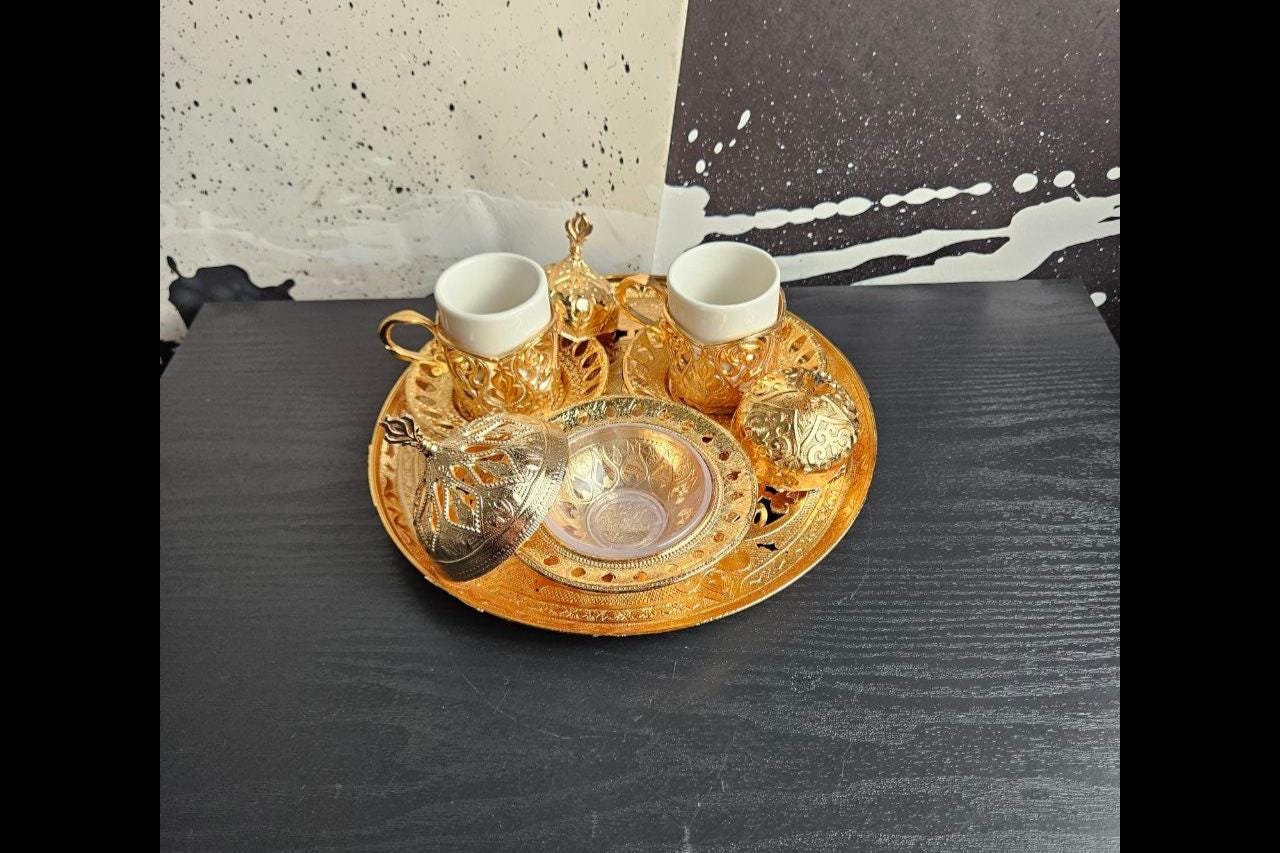 Carmani - Set di 2 tazzine da caffè con piattino, motivo Notte