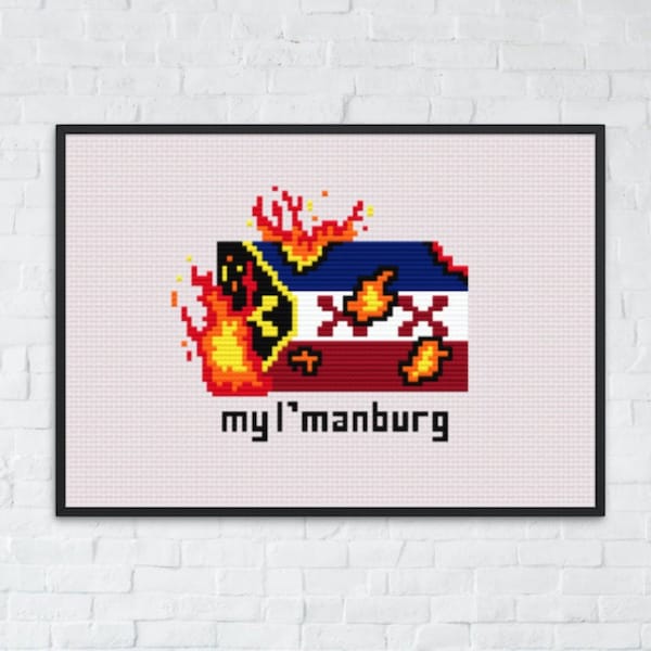 L’manburg Flag Burning Cross Stitch Pattern