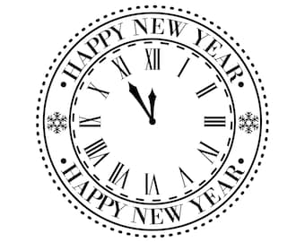 Happy New Year Clock svg, png, jpg, ai, eps, dxf