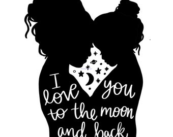 I Love You to the Moon and Back Mom and Daughter v1 svg, png, jpg, eps, dxf, pdf, ai