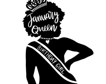 Gennaio Afro Queen Birthday svg, png, pdf, jpg, ai, dxf, eps
