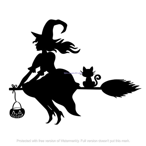 Witch on Broomstick svg, png