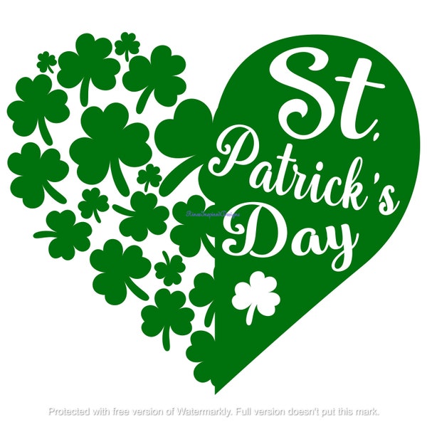 Heart of Shamrocks St. Patrick's Day svg, png, eps, dxf