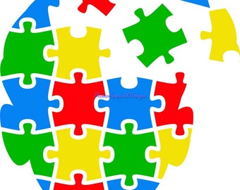 Profilo bambino Autismo colorato Awarenes Puzzle Piece svg, png, jpg, pdf, dxf