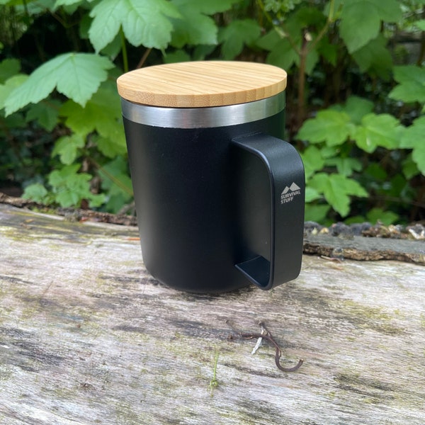 Survival Stuff Edelstahl-Kaffeetasse: Isoliert & robust für Outdoor-Abenteuer. Hält Kaffee, Tee länger heiß. Perfektes Geschenk