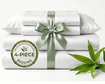 100% Viscose from Bamboo Sheet Set 1000-Thread-Count Cooling 4-PC Bedding Upto 15" Deep-Pockets