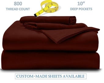 10-Inch Deep Pockets, Sheet Set 800-TC, 100% Egyptian Cotton ,Custom Made 4-Piece Bedsheet, 2 Pillowcases, 1 Flat Sheet and 1 Fitted Sheet