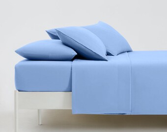 Set Di Lenzuola Con Angoli Elasticizzati Da 3 Pezzi, Misura Profonda Fino A 30 Cm, 1 Lenzuolo Con Angoli E 2 Federe, Set A 400 Fili E 100% Cotone Egiziano, Tinta Unita - Foto 12