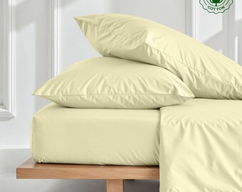 Bettwäsche aus ägyptischer Baumwolle mit einer Fadenzahl von 600: 45 cm tiefe Tasche, 4-teiliges Bettwäsche-Set