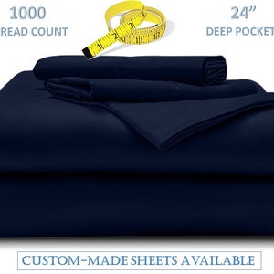 24" Extra Deep Pocket,1000-Thread-Count,Sheet Set 100% Egyptian Cotton, Custom Size 4PC Bedsheet, 1 Flat Sheet, 1 Fitted Sheet, 2 Pillowcase