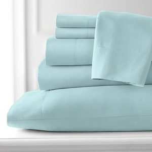 15-Inch Deep Pockets, 6-Piece Cotton Sheet Set 400-TC, Soft Egyptian 400-Thread Count Bedsheet, 1 Flat Sheet, 1 Fitted Sheet, 4 Pillowcases
