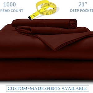 1000-Thread-Count, 21" Extra Deep Pocket, Sheets, Custom Size 4PC Bedsheet,100% Egyptian Cotton,1 Flat Sheet,1 Fitted Sheet and 2 Pillowcase