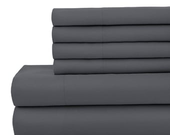 6-teiliges Bettwäsche-Set aus ägyptischer Baumwolle: Fadenzahl 400, 25 cm tiefe Taschen