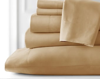 6-teiliges Bettwäsche-Set aus ägyptischer Baumwolle: 1000TC Sateen Weave, 64 cm tiefe Taschen