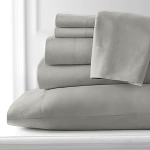 6-Piece Cotton Sheet Set 600-TC, 30-Inch Deep Pockets Soft Egyptian 600-Thread Count Bedsheet, 1 Flat Sheet, 1 Fitted Sheet, 4 Pillowcases