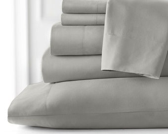 6-teiliges Bettwäsche-Set aus ägyptischer Baumwolle: Fadenzahl 600, 30 Zoll Tiefe Tasche
