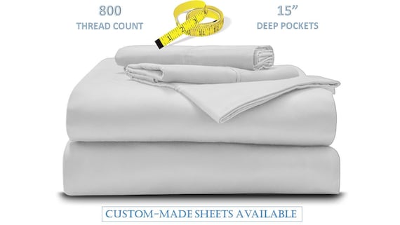 フィットシーツ1枚 100% エジプト綿 800スレッドカウント - クイーンサイズ - 51.44cm ディープポケット、ロング - ステープルコームドピュアナチュラルコットン エジプトの糸100%エジプト綿シーツ クイーンサイズ | 1200スレッド