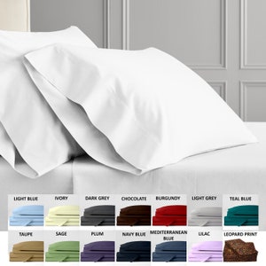 800-Thread Count,10-Inch Deep Pockets, Sheet Set Egyptian Cotton Sateen Weave 4-PC Bedsheet,Flat Sheet, Fitted Sheet, Pillowcase Solid Color