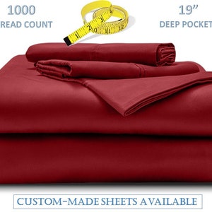 19" Extra Deep Pocket, Custom Size 4PC Bedsheet, 100% Egyptian Cotton,Sheet Set 1000-Thread-Count,1 Flat Sheet, 1 Fitted Sheet, 2 Pillowcase