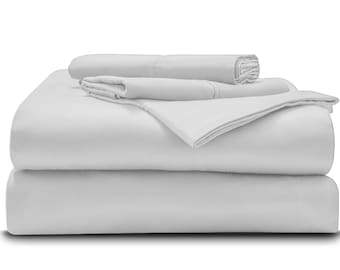 Australisches 800TC-Bettbezug-Set, 40 cm tiefe Taschen aus reiner ägyptischer Baumwolle, 4-teiliges Premium-Bettlaken, 1 Bettlaken, 1 Spannbettlaken, 2 Kissenbezüge