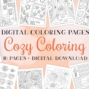 Gezellige kleuren//digitale download, afdrukbare kleurplaten, kleurplaten voor volwassenen