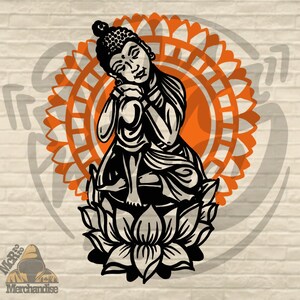 PNG DIGITAL DOWNLOAD &quot;Lotus Buddha Orange Background&quot; Design - Sublimation Design  - Png Digital Instant download