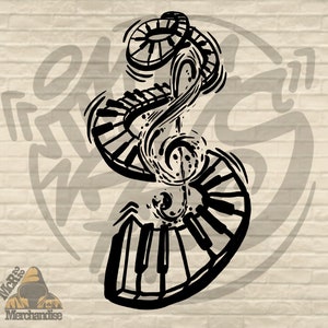 PNG DIGITAL DOWNLOAD -"Music Keys Treble Clef" Design - Sublimation Design  - Png Digital Instant download
