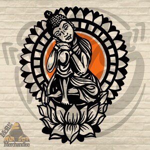 PNG DIGITAL DOWNLOAD &quot;Lotus Buddha Black Background&quot; Design - Sublimation Design  - Png Digital Instant download