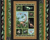Dinosaur Time Throw Quilt Pattern using Dinosaur Panel from Northcott Paleo Tales (Digital Pattern)