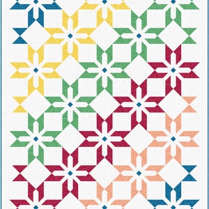 This Snowflake Sparkle Quilt Pattern is designed for the advanced beginner.