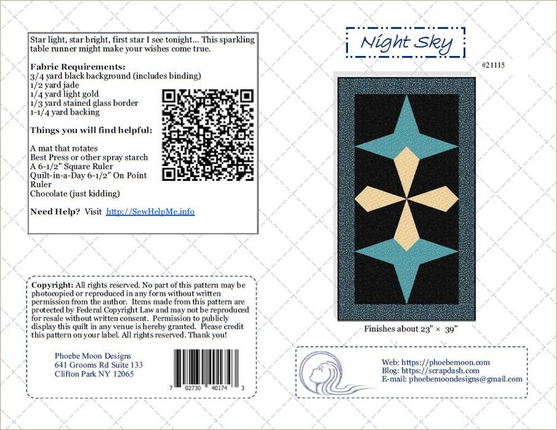 This Night Sky Table Runner Quilt Pattern is made using On-Point blocks.