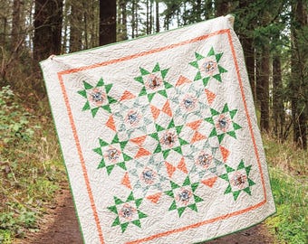 Hide and Peek Quilt Pattern 62x62 Square PDF Star Quilt Forest Animals Beginner Friendly