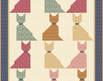 Harvey the Cat Twin Quilt Pattern – Flannel Cat Quilt (Digital Pattern)