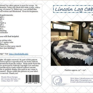 Lincoln Log Cabin King Sized Quilt Pattern Physical Pattern image 3