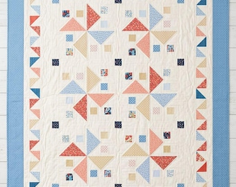 Twist and Shout Quilt Pattern 67x85 Throw PDF Flying Geese Scrappy Pinwheel Quilt