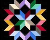 Colorburst Mini Quilt Pattern - Rainbow Star Wall Hanging - Scrap-Friendly Contemporary Quilt Design 45" Digital Pattern PDF Download