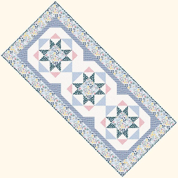 Wildflower Melody table runner quilt pattern floral meadow design Kona Cotton