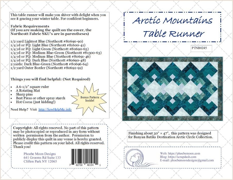 Arctic Mountain Table Runner Quilt Pattern Digital Pattern image 2